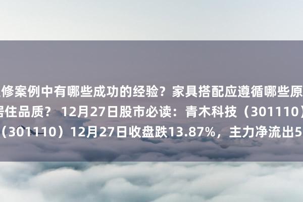 装修案例中有哪些成功的经验？家具搭配应遵循哪些原则？生活美学如何提升居住品质？ 12月27日股市必读：青木科技（301110）12月27日收盘跌13.87%，主力净流出5200.87万元